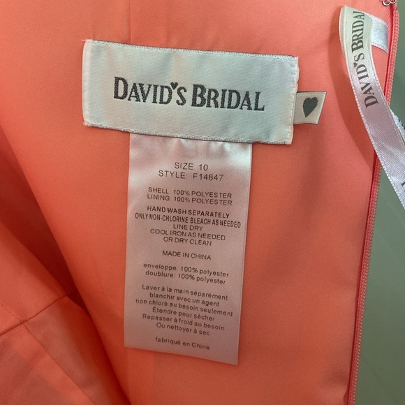 David’s Bridal Short Formal Sweatheart Neck Coral Dress Style F14847 Size 10 - Picture 4 of 11